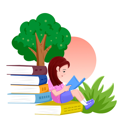 卡通人物兒童讀書學(xué)習(xí)讀書日